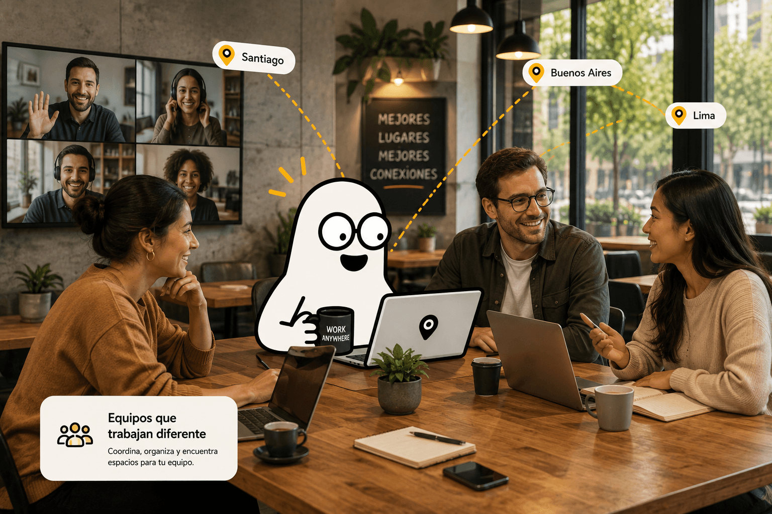 Equipos coordinando espacios de trabajo con Workcofy